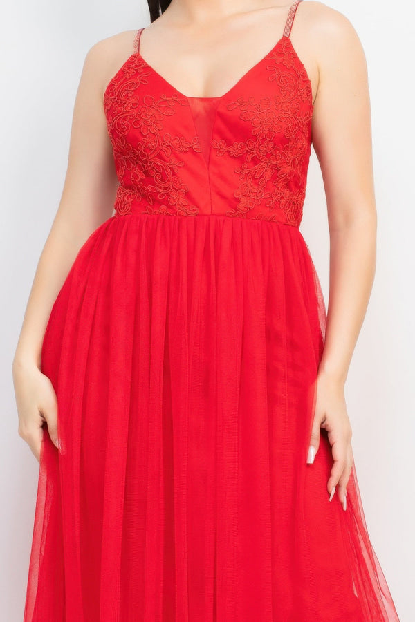 Glittered Straps Mesh Tulle Maxi Dress - Dress - SmartBuyApparel