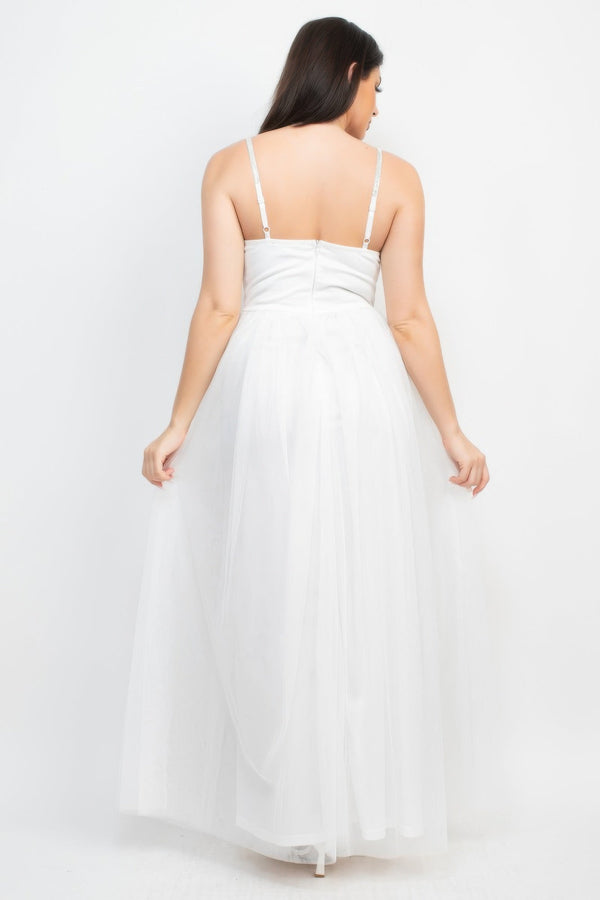 Glittered Straps Mesh Tulle Maxi Dress - Dress - SmartBuyApparel