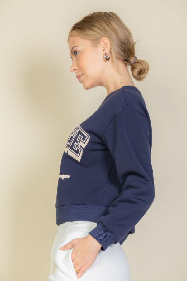 Graphic Drop Shoulder Sweatshirt - women's sweatshirt - SmartBuyApparel
