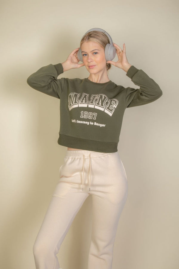 Graphic Drop Shoulder Sweatshirt - women's sweatshirt - SmartBuyApparel