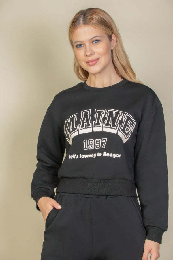 Graphic Drop Shoulder Sweatshirt - women's sweatshirt - SmartBuyApparel