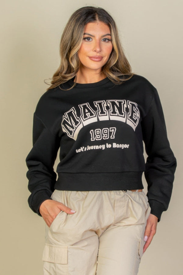 Graphic Drop Shoulder Sweatshirt - women's sweatshirt - SmartBuyApparel