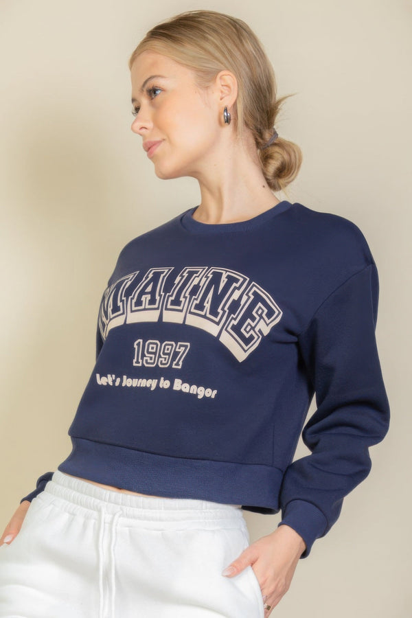 Graphic Drop Shoulder Sweatshirt - women's sweatshirt - SmartBuyApparel