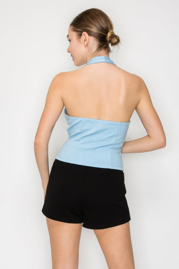 Halter Neck Buckled Open - back Top - Women's top - SmartBuyApparel