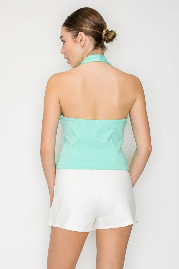 Halter Neck Buckled Open - back Top - Women's top - SmartBuyApparel