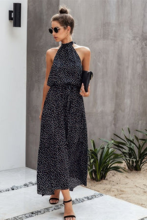 Halter Neck Polka Dot Swing Dress - | SmartBuyApparel
