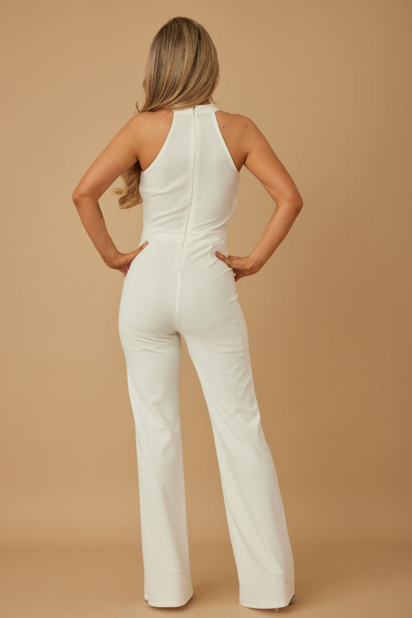 Halter Style Jumpsuit With Drag Chain - Jumpsuit - SmartBuyApparel