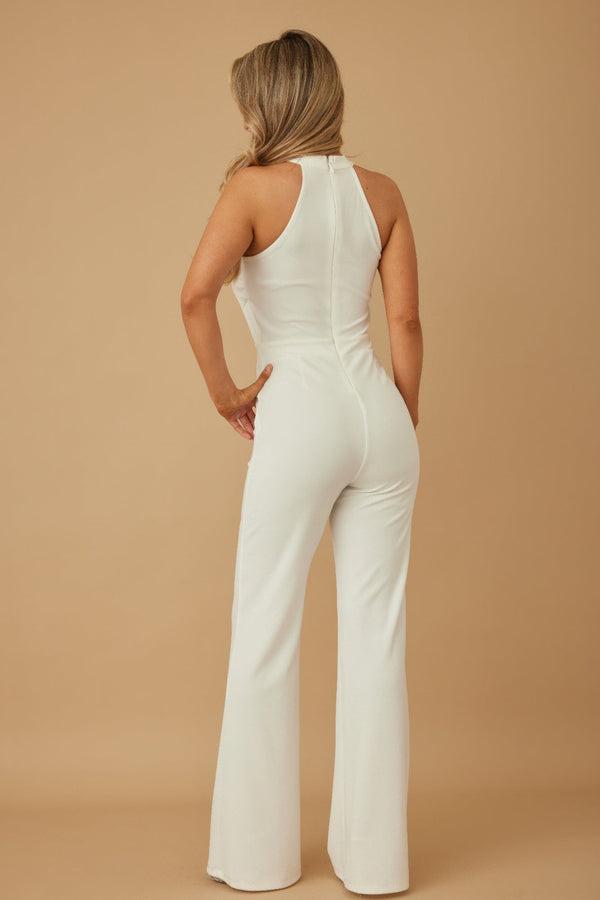Halter Style Jumpsuit With Drag Chain - Jumpsuit - SmartBuyApparel