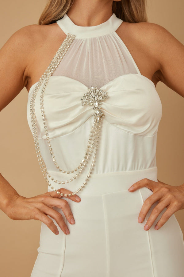 Halter Style Jumpsuit With Drag Chain - Jumpsuit - SmartBuyApparel