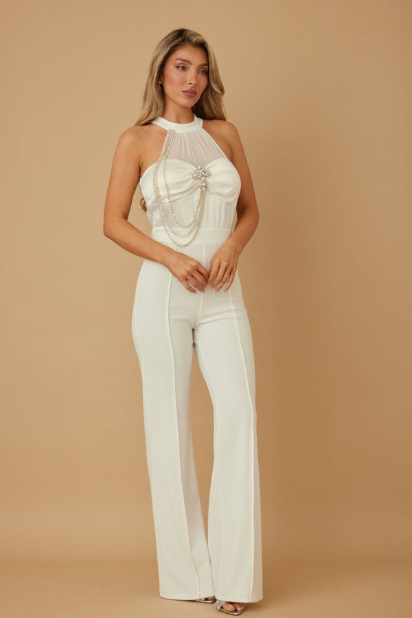 Halter Style Jumpsuit With Drag Chain - Jumpsuit - SmartBuyApparel