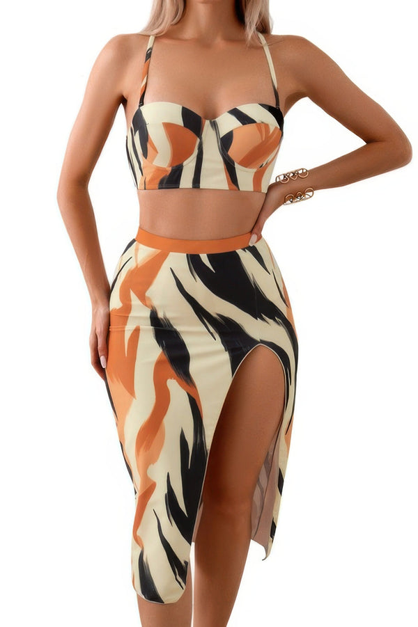 Halter Two Pieces Cross Back Knot Wrap Swimsuit - | SmartBuyApparel