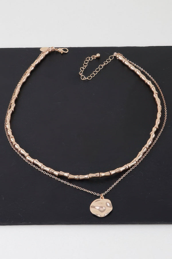 Hammered Plate Chain Necklace - | SmartBuyApparel