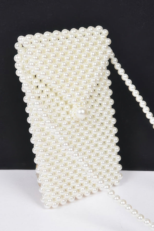 Handmade Faux Pearl Bead Crossbody Small Bag - Purse - SmartBuyApparel