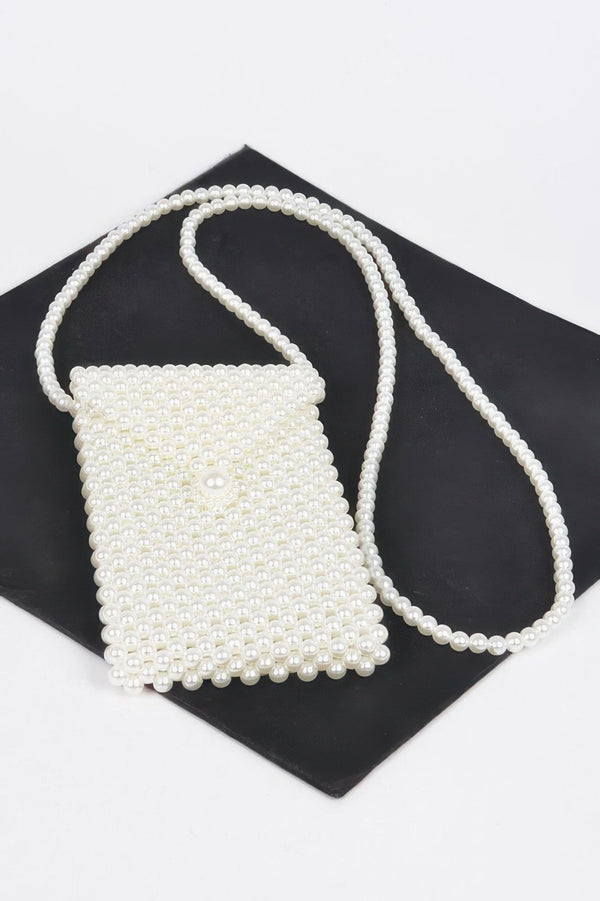 Handmade Faux Pearl Bead Crossbody Small Bag - Purse - SmartBuyApparel