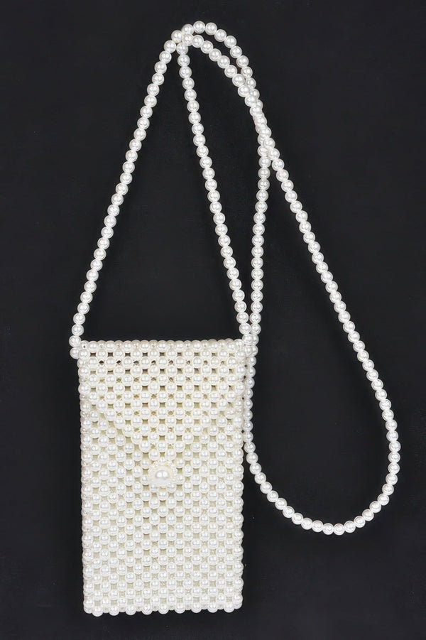 Handmade Faux Pearl Bead Crossbody Small Bag - Purse - SmartBuyApparel