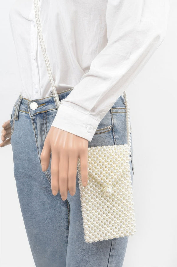 Handmade Faux Pearl Bead Crossbody Small Bag - Purse - SmartBuyApparel