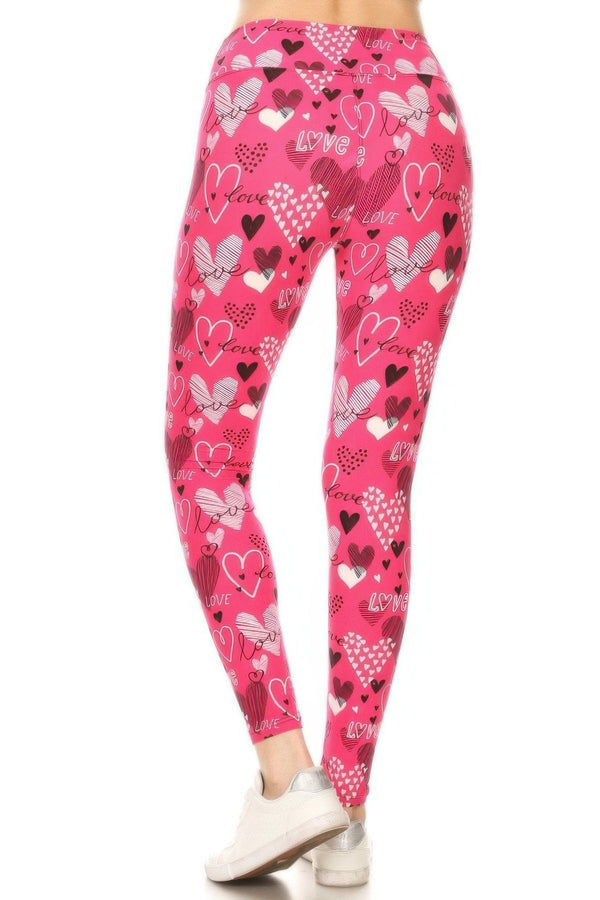 Heart Prints High Waisted Leggings - Leggings - SmartBuyApparel