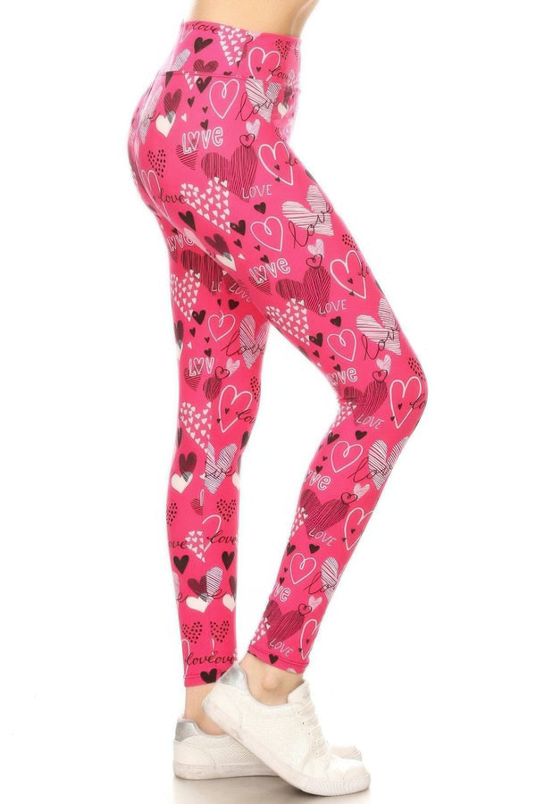Heart Prints High Waisted Leggings - Leggings - SmartBuyApparel