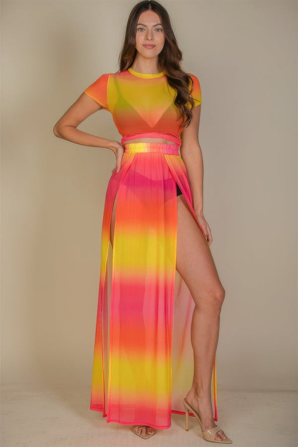 High Split Mesh Sheer Maxi Skirt - Skirt - SmartBuyApparel