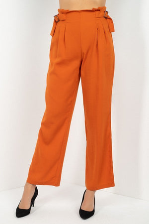 High Waist Paperbag Wide Pants - Women's Pants - SmartBuyApparel