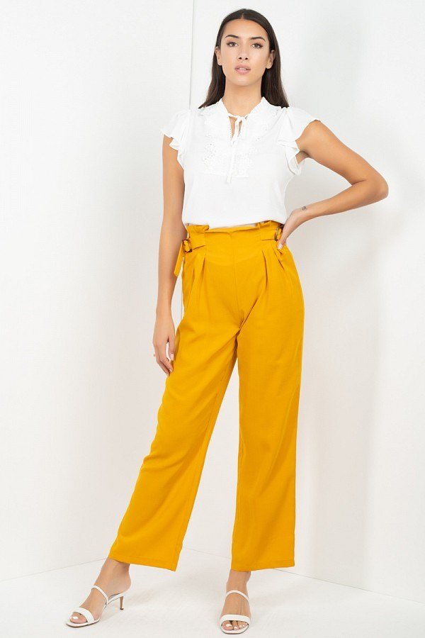 High Waist Paperbag Wide Pants - Women's Pants - SmartBuyApparel