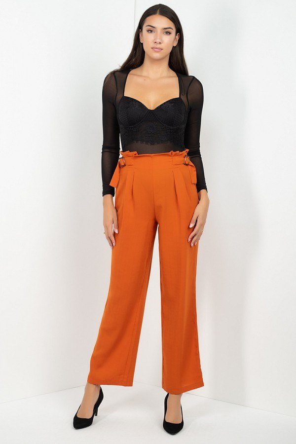 High Waist Paperbag Wide Pants - Women's Pants - SmartBuyApparel