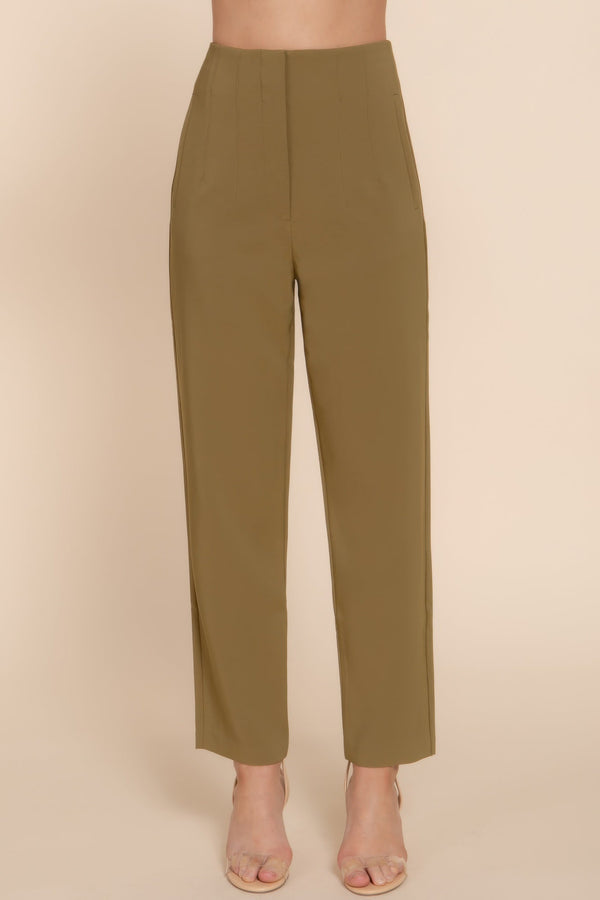 High Waist Pintuck Detail Long Pants - Pants - SmartBuyApparel