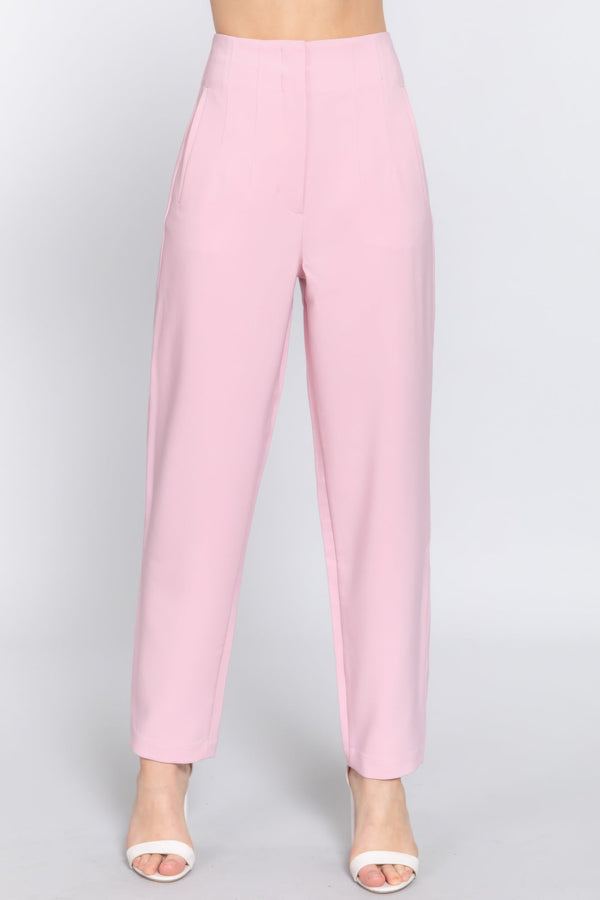 High Waist Pintuck Detail Long Pants - Pants - SmartBuyApparel