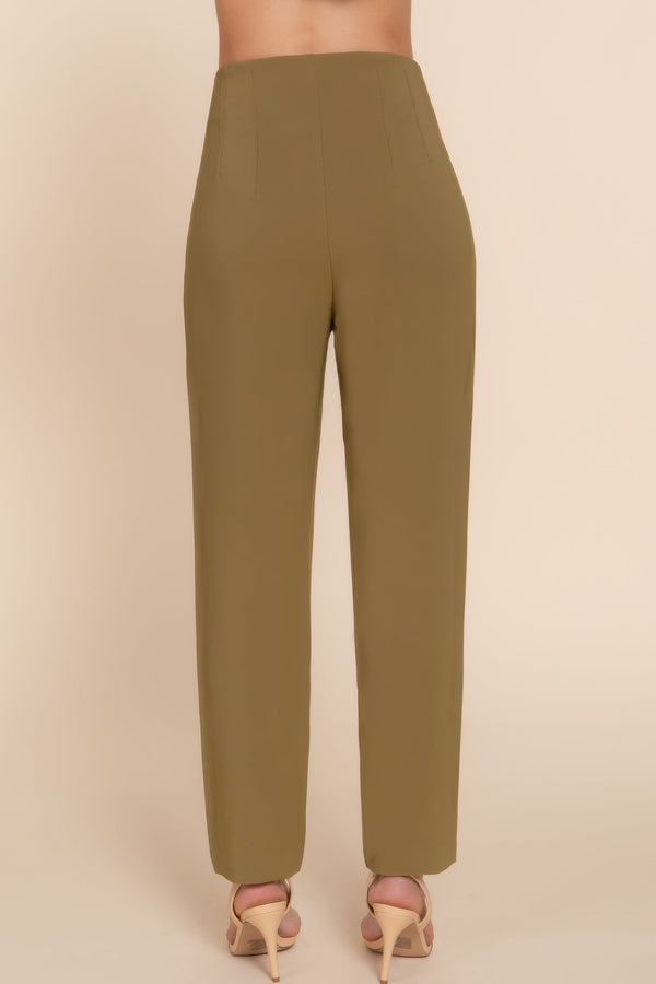 High Waist Pintuck Detail Long Pants - Pants - SmartBuyApparel
