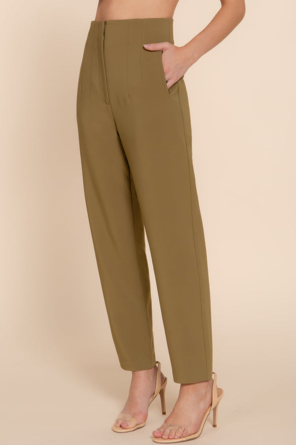 High Waist Pintuck Detail Long Pants - Pants - SmartBuyApparel