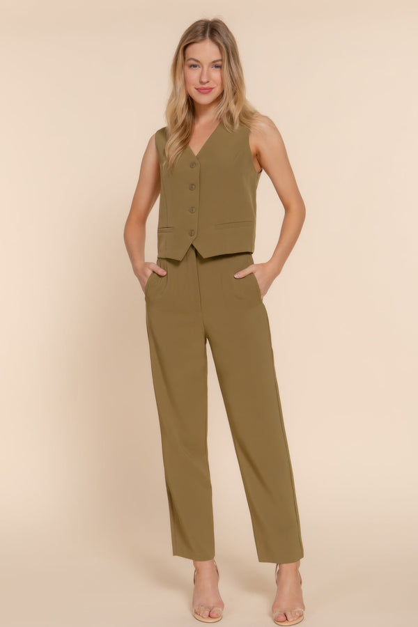 High Waist Pintuck Detail Long Pants - Pants - SmartBuyApparel