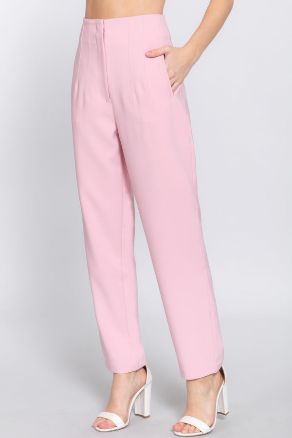 High Waist Pintuck Detail Long Pants - Pants - SmartBuyApparel