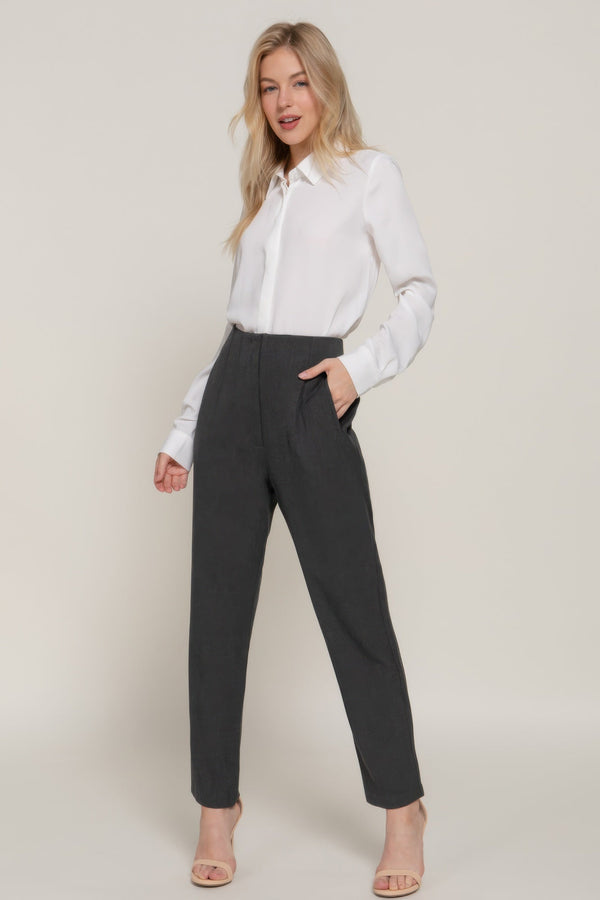 High Waist Pintuck Detail Long Pants - Women's Pants - SmartBuyApparel