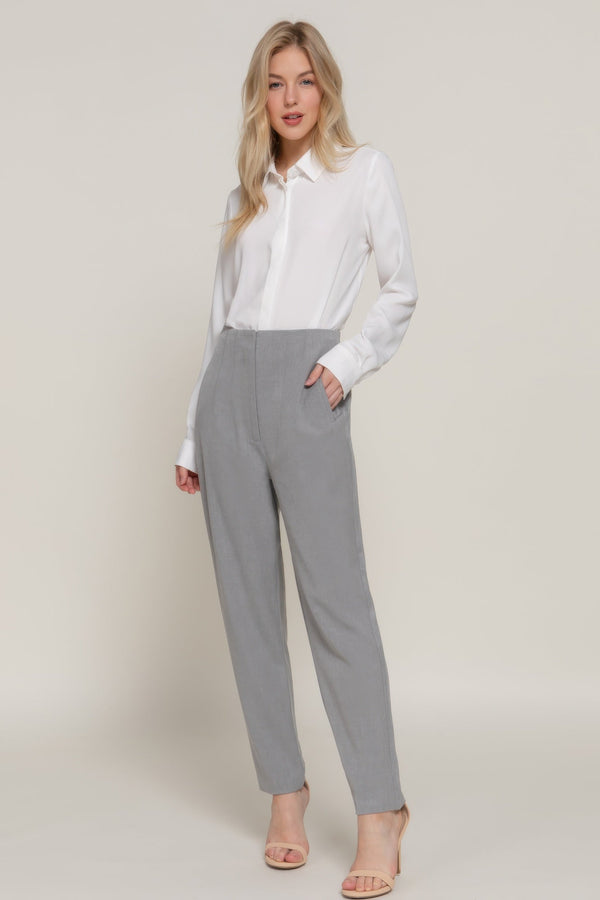 High Waist Pintuck Detail Long Pants - Women's Pants - SmartBuyApparel
