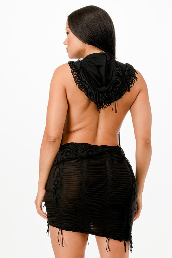 Hooded Bodycon Short Dress - | SmartBuyApparel