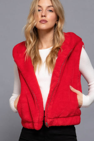 Hoodie Faux Fur Vest - Vest - SmartBuyApparel
