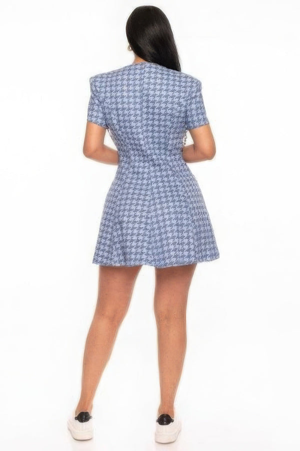 Houndstooth Chain - belt Dress - Dress - SmartBuyApparel
