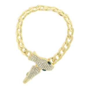 Jewel Paved Snake Curb Chain Bracelet - | SmartBuyApparel