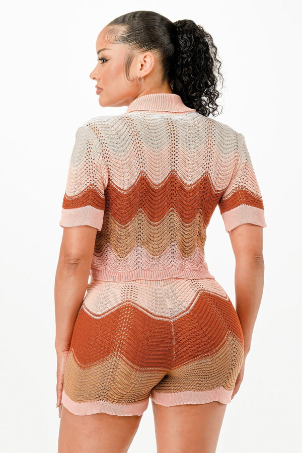 Knit Cardigan Short Set - Set - SmartBuyApparel