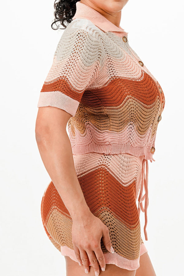 Knit Cardigan Short Set - Set - SmartBuyApparel