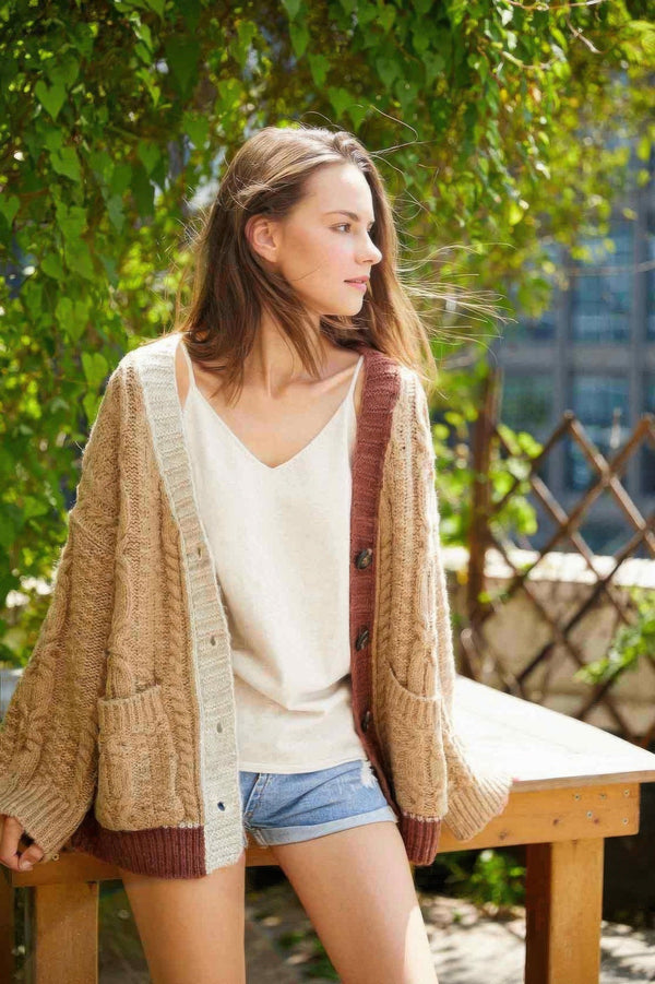 Knit Color Block Cardigan - Cardigan - SmartBuyApparel