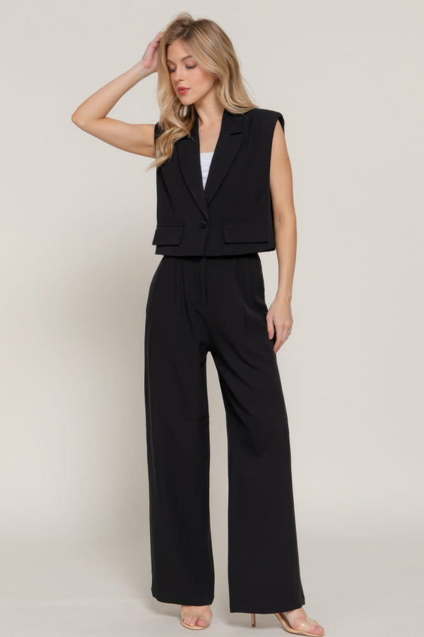 Lapel Collar W/shoulder Pads Vest - Vest - SmartBuyApparel