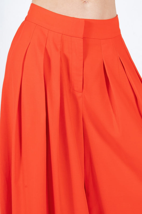 Large Hem Wide Leg Pleated Solid Pants - | SmartBuyApparel