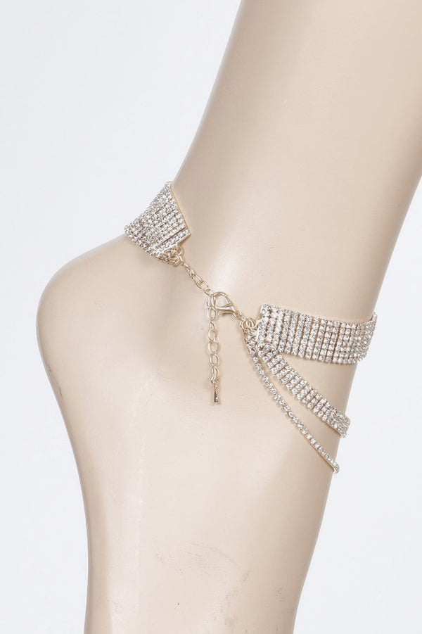 Layered Rhinestone Anklet - Jewelry - SmartBuyApparel