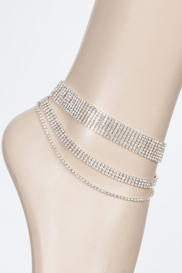 Layered Rhinestone Anklet - Jewelry - SmartBuyApparel