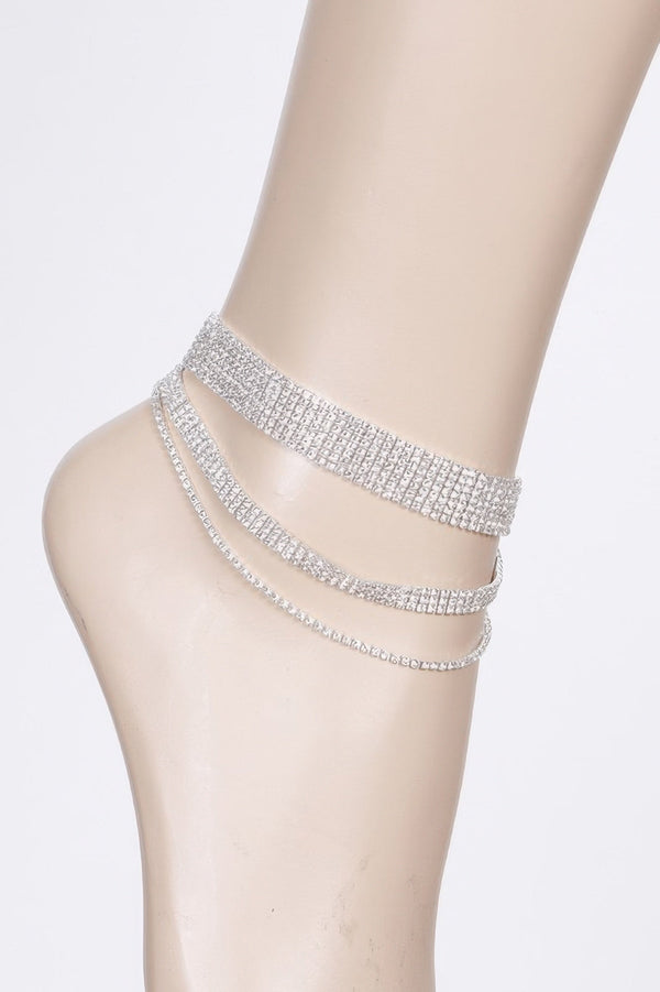 Layered Rhinestone Anklet - Jewelry - SmartBuyApparel