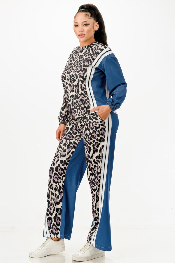 Leopard Denim Pants Set - | SmartBuyApparel