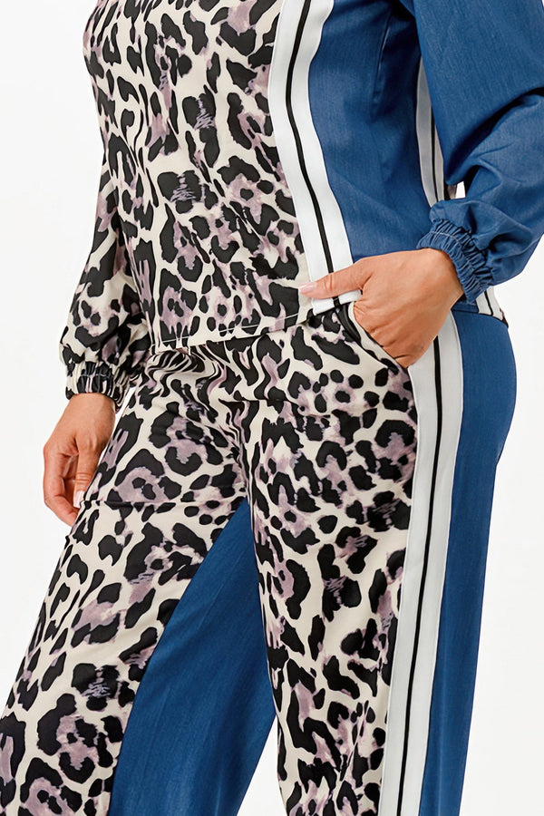 Leopard Denim Pants Set - | SmartBuyApparel