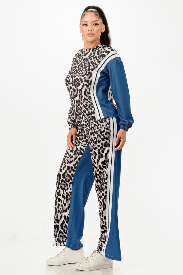Leopard Denim Pants Set - | SmartBuyApparel