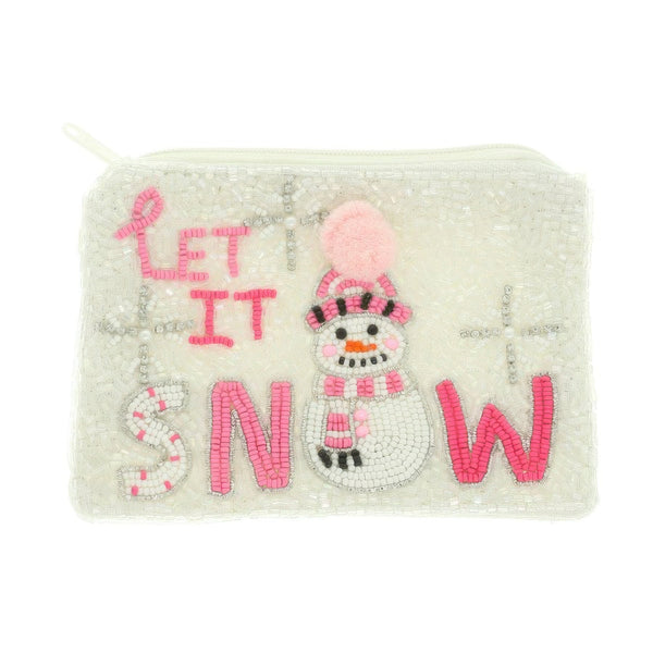 Let It Snowman Rhinestone Seed Bead Coin Bag - | SmartBuyApparel